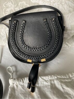 Chloé "Marcie" Black Braided Leather Mini Bag with Gold Hardware